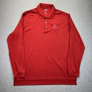 Adidas Nebraska Huskers Climalite Polo Men’s XL Red Long-Sleeve Golf Cornhuskers